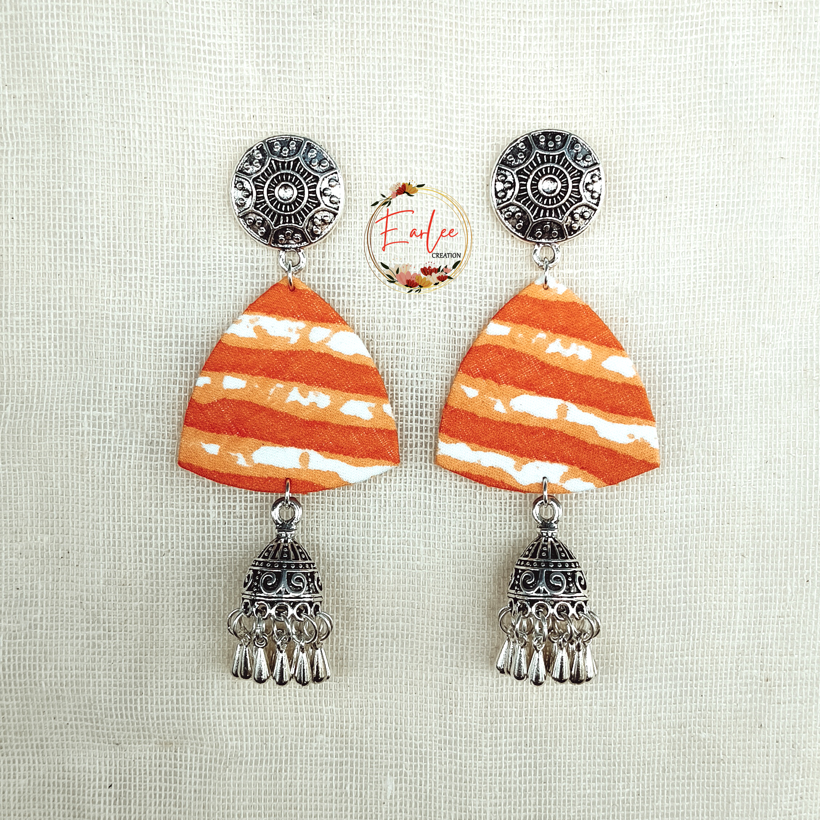 Orange Leheriya Jhumka